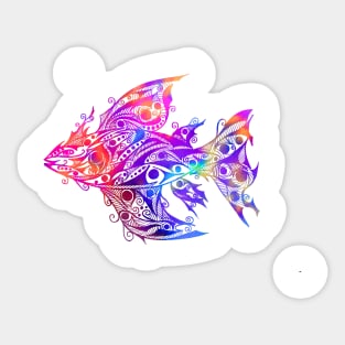 Colorful Tribal Fish Tattoo Sticker